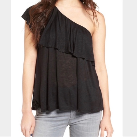 Ten Sixty Sherman One Shoulder Black Top Size Large - Picture 1 of 5